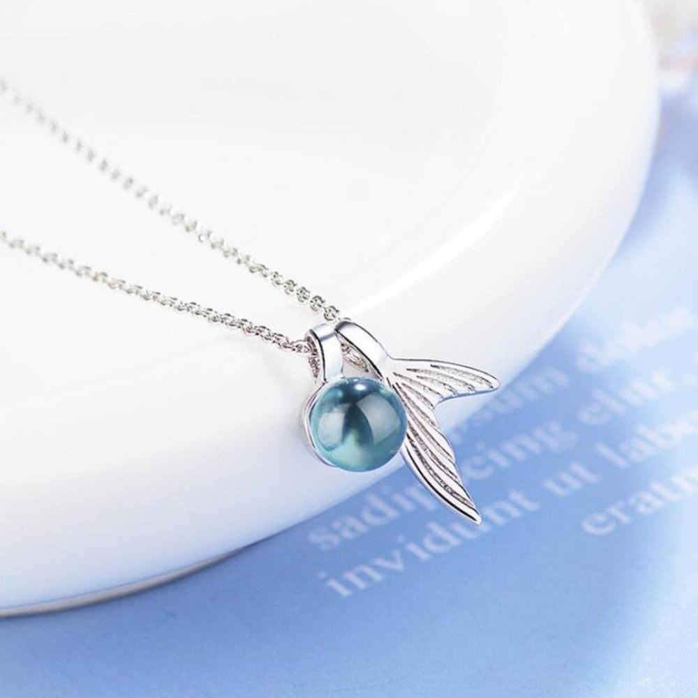 NEW 925 Sterling Silver Crystal Mermaid Necklace - Picture 4 of 8